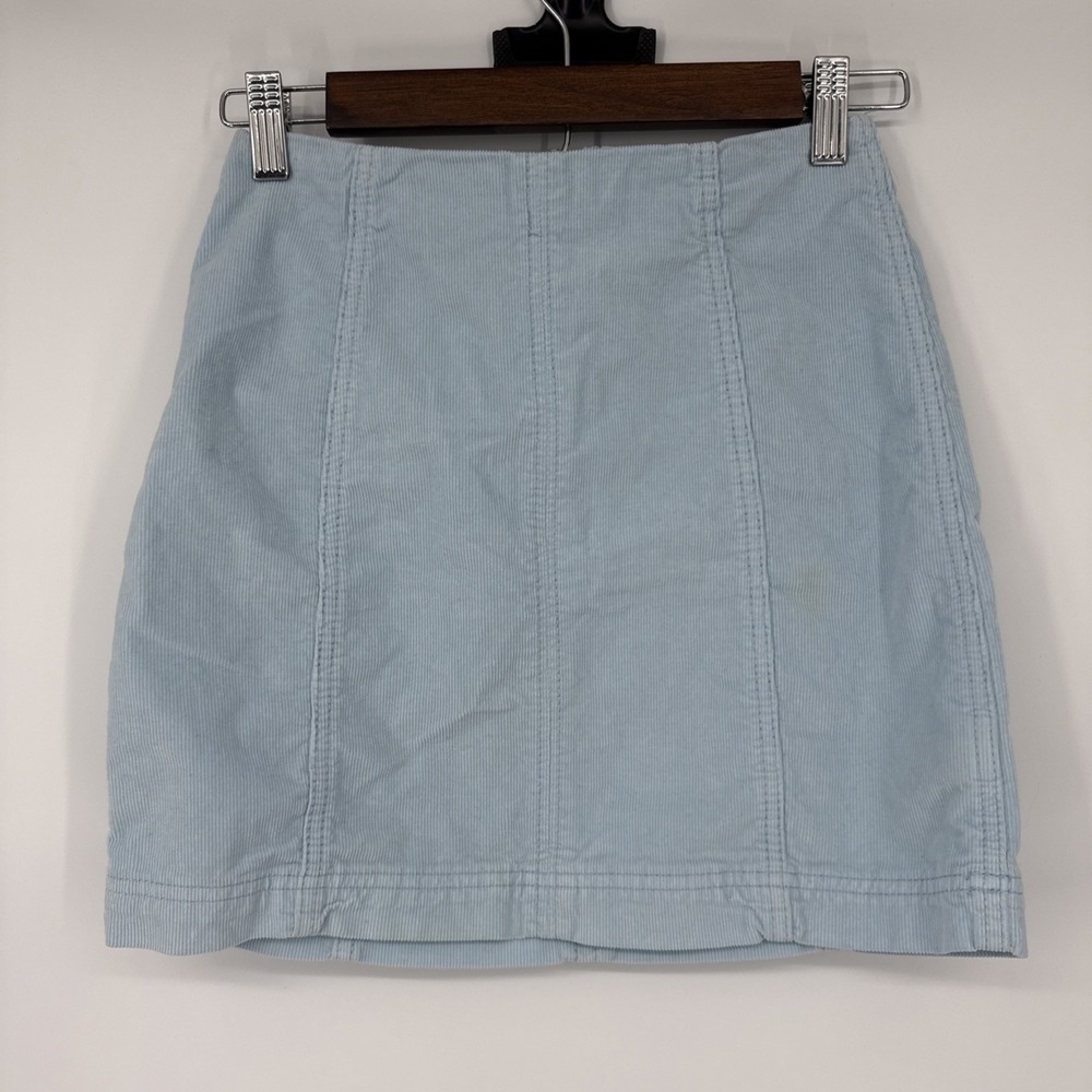 Free People Modern Femme Corduroy Mini Skirt Size0 Blue Y2K Style Retro Academia